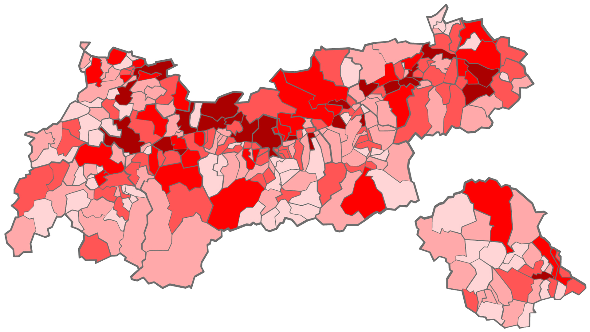 Baulandreserven pro Gemeinde 2020